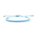 Handmade woven light blue adjustable bracelet featuring stylish silver metal beads - Light Blue
