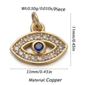 Golden copper evil eye pendant featuring blue and white cubic zirconia accents - CX141-13A (Blue Eye Zirconia Pendant)
