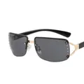 Gafas de sol Y2K sin montura cuadradas con lentes degradadas grises y diamantes - gris oscuro