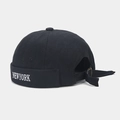 Gorro docker negro ajustable sin ala con bordado NEWYORK blanco en lona de alta calidad - NEWYORK-Negro