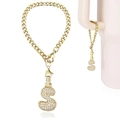 Golden letter S bubble pendant with zircon inlay and Cuban chain for tumblers - Letter S