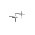 Minimalist S999 sterling silver cross star stud earrings in polished silver finish - Four-Pointed Star Studs
