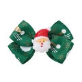 Nœud à cheveux vert de Noël avec figurine Père Noël et motifs géométriques pailletés - Style Père Noël Vert