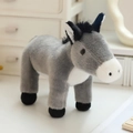 Standing grey donkey plush toy with soft grey fur and black mane accents - Donkey
