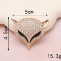 Detailansicht des Strass-Fuchs-Anhängers mit Maßen 5x4,5 cm und 15,3 g Gewichtsangabe - D341 Fuchskopf (Gold mit Rückseite)