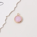 10mm round pink crystal birthstone pendant with gold plated frame for DIY jewelry - Faux Jade Pink