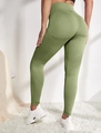 Mallas de yoga sin costuras verde hierba de cintura alta con diseño levanta glúteos - S / Verde Hierba