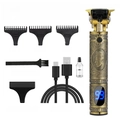 Bronze electric hair clipper with LED display and professional grooming accessories set - Portrait Engraved with LED Display - Metal Body