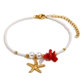 Bracciale a stella marina placcato oro 18K con perline bianche stile bohémien - Bracciale Colorato Stella Marina - Oro