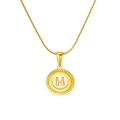 Vintage 18k gold plated round lace pendant necklace featuring a central letter H design - White Letter H