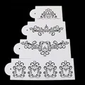 Set of 4 white plastic cake stencils with vintage scroll patterns for DIY baking - 4pcs Scroll Pattern Set 53042