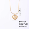 Gold heart pendant necklace with letter M crystal inlay and snake chain for women - Letter M