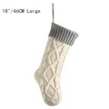 18 inch cream knitted Christmas stocking with gray cuff and diamond pattern - 18 Inch / 46CM Large / Ivory & Silver Gray