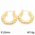 Elegant 22mm gold wheat ear texture hoop earrings in durable stainless steel - Gold