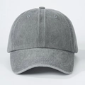 Classic dark grey washed cotton baseball cap with six-panel structure and vintage finish - One Size / Gray