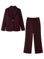 Détail à plat d'un ensemble tailleur deux pièces bordeaux avec blazer et pantalon - XS / Set / Bordeaux
