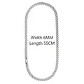 Men's 6mm silver stainless steel Cuban link chain necklace with 55cm length - 6mm / Necklace / 55cm