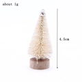 Miniature 4.5cm cream white Christmas tree with snow effect and wooden base - 4.5cm Beige