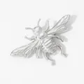 Elegant silver bee brooch in polished stainless steel with detailed wing textures - Silver Bee Style (PX022)