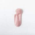 Pink cotton no-show socks featuring a white Happy text and smiley face graphic - One Size / Pink