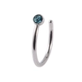 Zilveren roestvrijstalen C-vormige neusring met ronde blauwe edelsteen inleg - 0.8x7mm / Zilver Aqua Zirconia