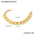 Chic 18k gold plated titanium steel checkerboard link bracelet, length 16+4cm - Gold