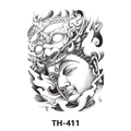 Waterproof temporary tattoo sticker with black and white Buddha and Kirin design - Th-411 / 210*148mm