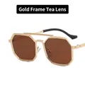Occhiali da sole steampunk con montatura ottagonale dorata e lenti color tè caldo - Montatura Oro Lente Tè