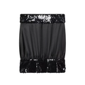 Fashionable black strapless tube top with sequin stitching and satin fabric texture - XS / Black