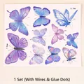 DIY colorful butterfly cake topper set in gradient blue and purple with wire support - Printed Colorful Butterfly (Style 3)