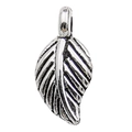 Silver leaf shaped alloy pendant with detailed veins for DIY jewelry making and crafts - Leaf Style (10400)
