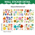 9-Blatt Frühlings Fensterbilder Set mit 85 bunten Schmetterling Blumen und Sonnen Motiven - HELLO SPRING Stil (CT26Y80095T_T)