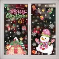 Christmas window decals with snowman, candy house and snowflakes for holiday party decor - 2-Sheet Set BQ460+469