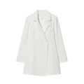 Minimalist white long-sleeve blazer dress with single button closure in a flat lay view - XS / White Blazer Dress