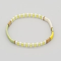 Bohemian Tila bead stretch bracelet with fresh white, green, yellow and gold beads - Pale Green/White/Yellow/Gold