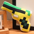 Gelb-grünes Pixel-Stil Plüschtier in Pistolenform mit weicher Blockstruktur-Optik - 18cm / Gelbes Handfeuerwaffen-Modell