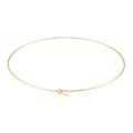 Detail of minimalist gold-plated wire choker necklace with secure hook clasp mechanism - VL534 Style (1.5mm Diameter) / Gold