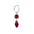 Zilveren roestvrijstalen oorringen met rode zirkoon en kristallen druppelvormige hanger - Rood (NR24111601-2)