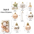 Set di 20 decorazioni natalizie color oro champagne con ciondoli glitterati e bianchi - Set da 20 Pezzi Champagne (Stile Bastoncino di Zucchero)