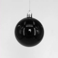 Glossy black Christmas ball ornament with silver cap and string for holiday tree - 2cm / Black Shiny (No Cap/String)