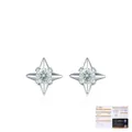 S925 sterling silver four-point star stud earrings with round green moissanite stones - 1 Carat D Color VVS1 Moissanite (S925 Sterling Silver) / 6.5MM