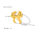 Dimensiones y peso detallados del anillo abierto de mariposa a rayas en oro 18K - Lazo Pequeño Liso-Dorado