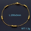 Pulsera elegante de acero de titanio dorado con bolas, medidas 200x3mm y peso de 1,3g - Pulsera Dorada (KB165155-Z) / 200x3mm