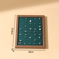 Green velvet 50-slot wood ring display tray with dimensions 20x23.8x3cm for jewelry storage - Green Square 50 Slots