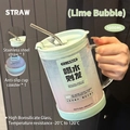 1000ml borosilicate glass cup with mint green silicone sleeve and stainless straw - 1000ml / Lime Green Success Stainless Steel Straw Coaster Set