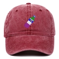 Vintage washed burgundy baseball cap with unique bottle embroidery for outdoor sports - Burgundy