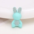 Mint green matte bunny charm with sparkling rhinestones for DIY shoe or phone case accessory - Green Bunny