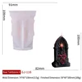 Stampo in silicone per candela tombale gotica con rose e teschio e misure dettagliate - Lapide di rose A (GJ-116)