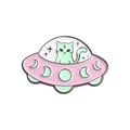 Spilla smaltata UFO gatto alieno rosa e verde menta per decorare zaini - XZ4399-Fase Lunare Gatto Spaziale UFO