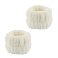 Pair of absorbent white microfiber wristbands for washing face and preventing splashes - Cream White Wristband 2-Piece Set
